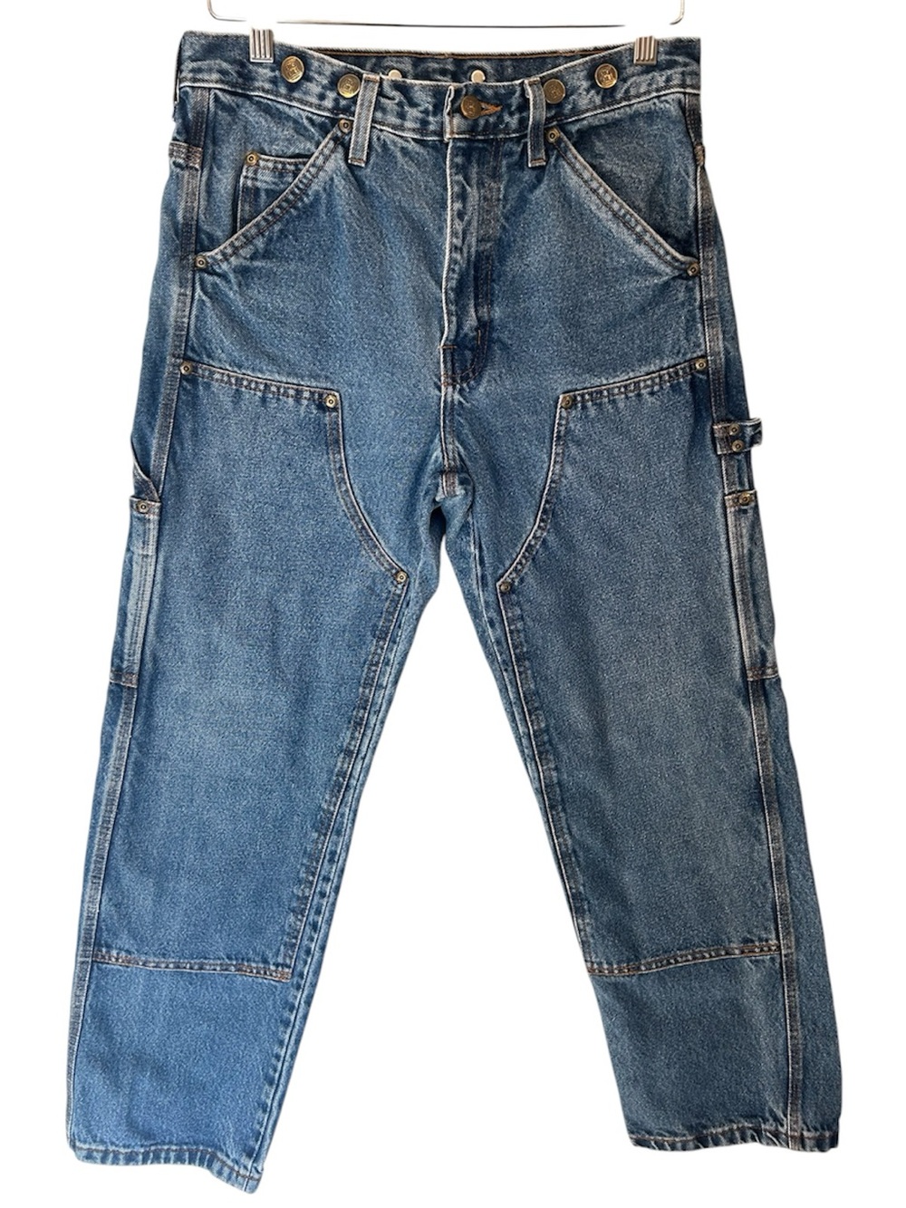 Vintage 90s Big Bill Heavy Duty Double Knee Blue Carpenter Jeans Workwear Denim